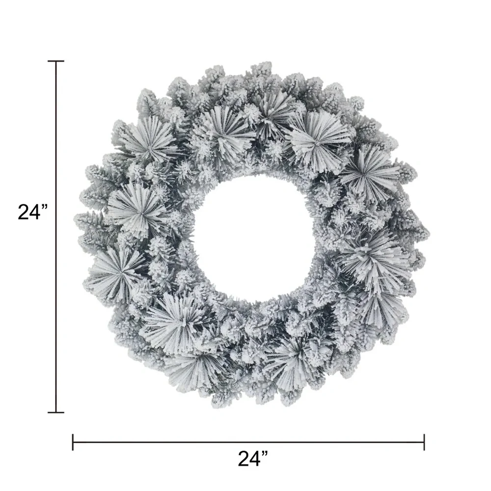 Holiday Time Snowy White and Green Wreath